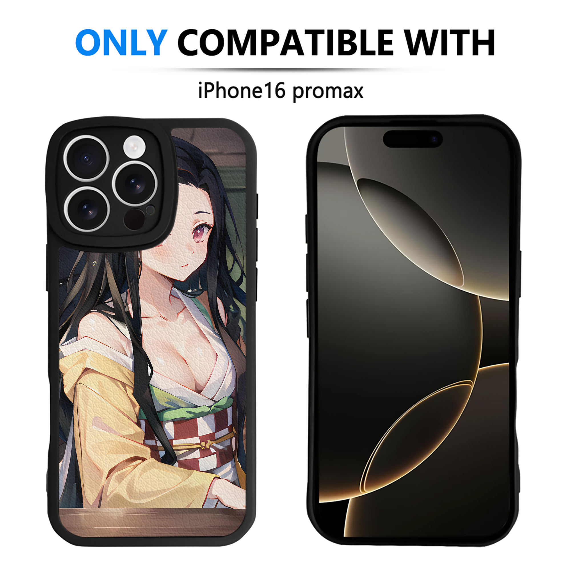 （画像用） 鬼滅の刃（きめつのやいば）竈門 禰󠄀豆子／かまど ねずこ Kamado Nezuko 【iPhone 16シリーズ対応】シリコンスマホケース（レザー調） 材質：シリコン